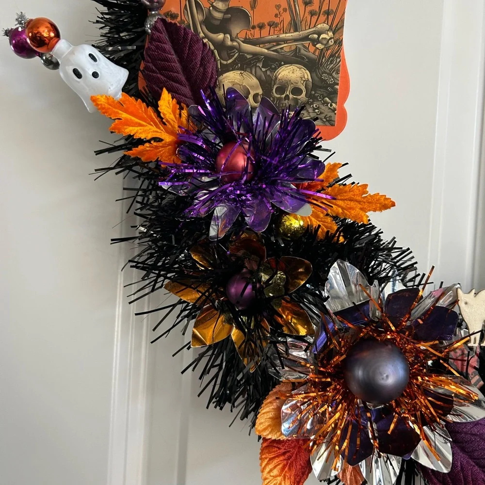 Vintage Repurposed Halloween Festive Holiday Wreath